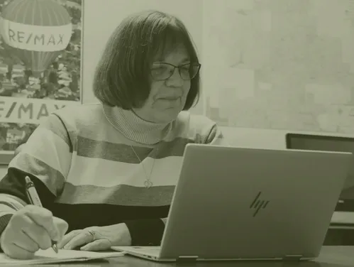 A woman on a computer