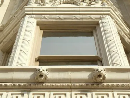Facade of a historic building with columns