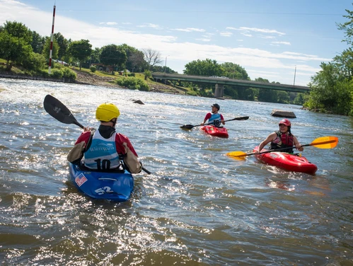 People kayaking