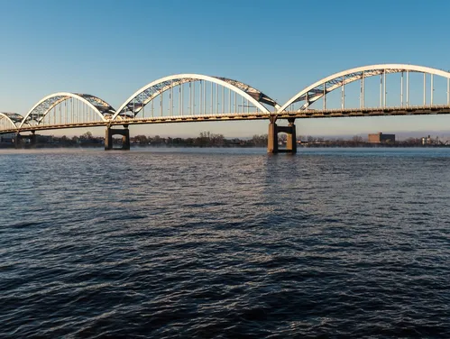 Arched bridge over a river