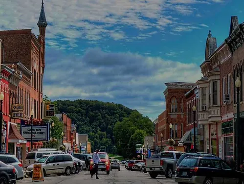 Small town Main Street scene