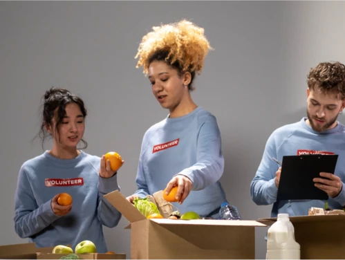 Volunteers working