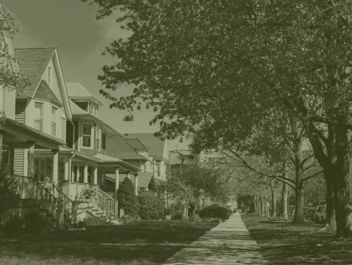 Sidewalk and houses in a neighborhood