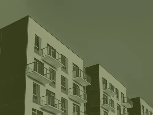 Apartment buildings with balconies