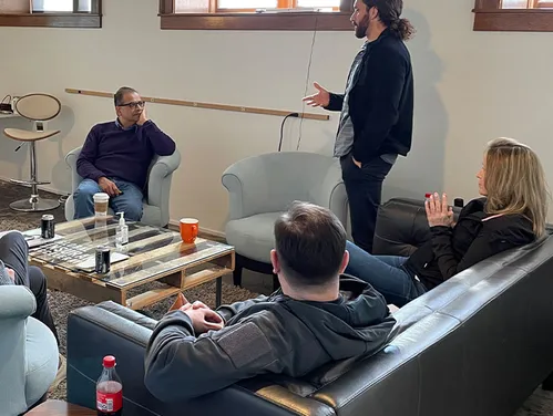 Group of people meeting at the Global Insurance Accelerator