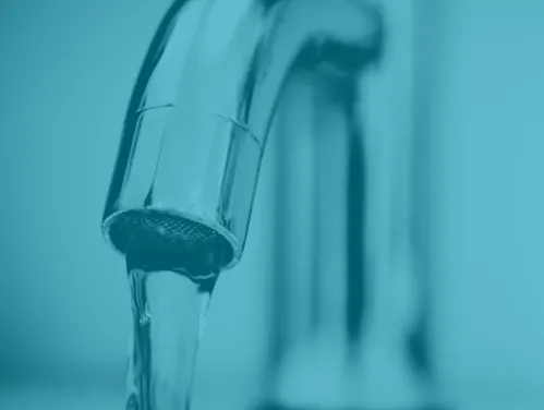 Water running out of faucet