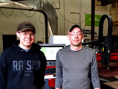 Trinity Fabricators' Intern Ethan Rasque and General Manager Tyler Verdon