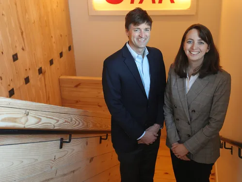 Scott and Molly Cutler standing in Star Lofts