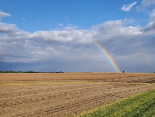 Farmland with rainbow