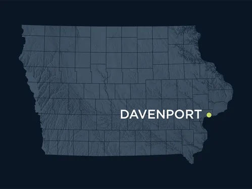 Location map for Davenport, Iowa