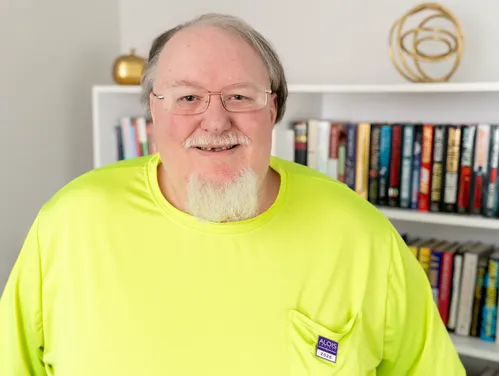 Man in neon yellow shirt