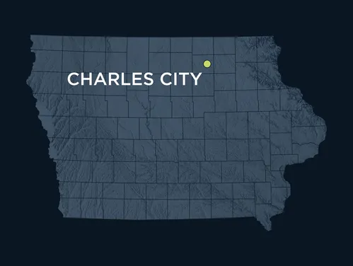 Location map for Charles City, Iowa