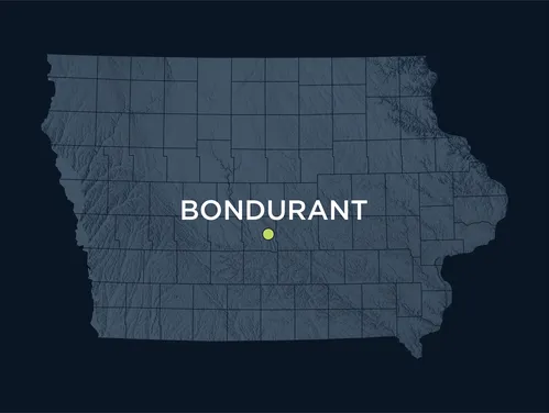 Map showing the location of Bondurant, Iowa