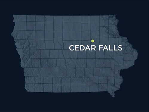 Map showing the location of Cedar Falls, Iowa