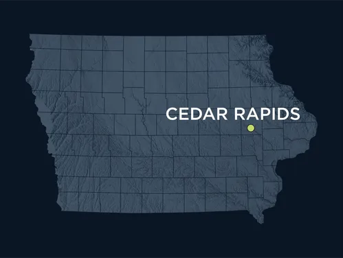 Map showing the location of Cedar Rapids