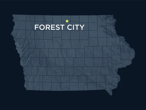 Map showing the location of Forest City