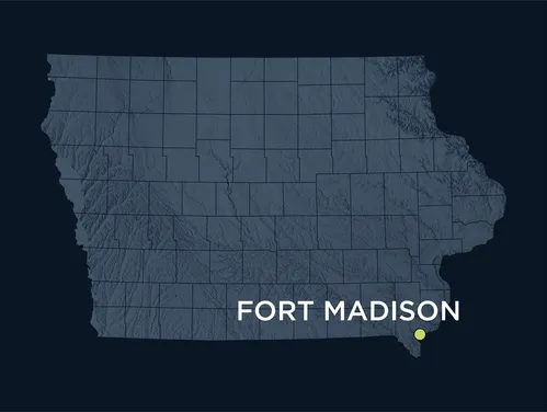 Map showing the location of Fort Madison