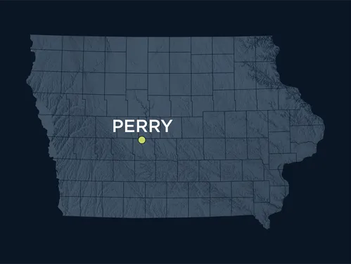 Map showing the location of Perry, Iowa