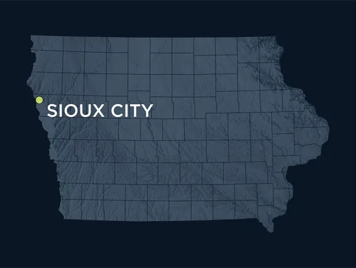 Map showing the location of Sioux City, Iowa