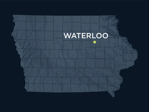 Map showing the location of Waterloo, Iowa