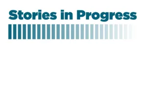 blue stories in progress graphic