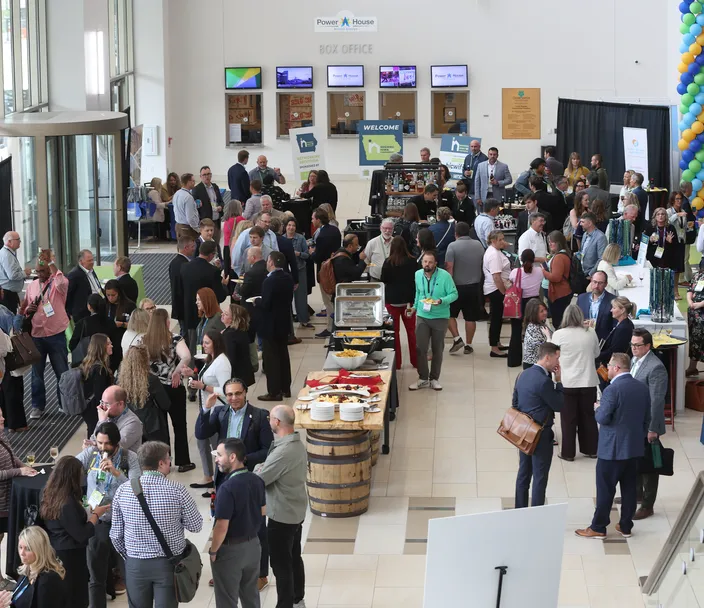 lobby full of people at a conference