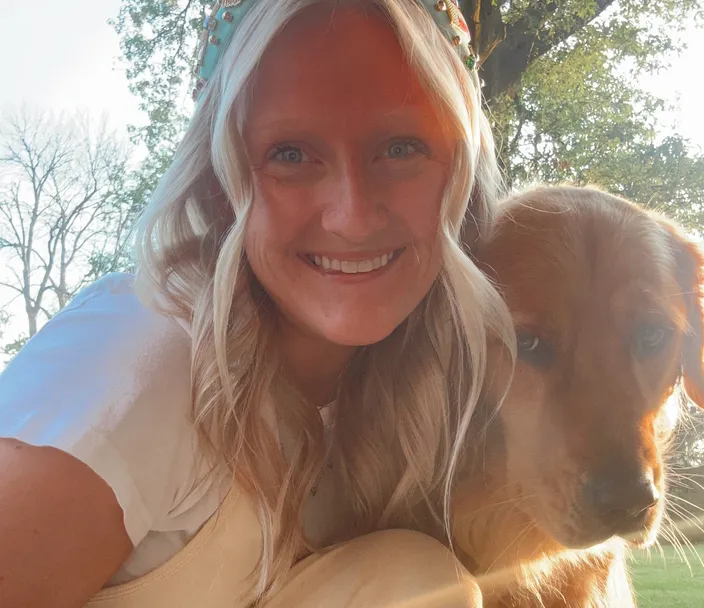 Selfie of girl with dog