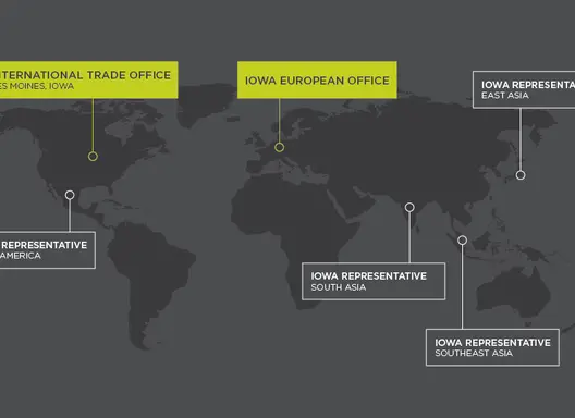 A map of international offices in the U.S. and Latin America