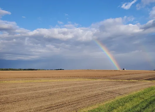 Farmland with rainbow