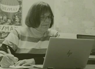 A woman on a computer
