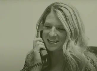 A woman talking on the phone