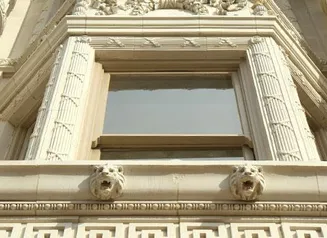 Facade of a historic building with columns