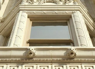 Facade of a historic building with columns