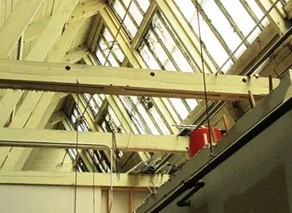 Detail of an old building being restored