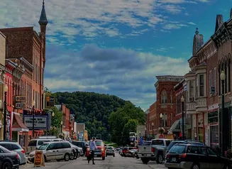 Small town Main Street scene