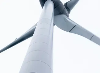 Close up of wind turbine