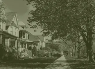 Sidewalk and houses in a neighborhood