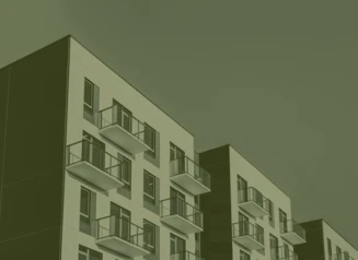 Apartment buildings with balconies