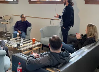 Group of people meeting at the Global Insurance Accelerator