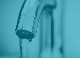 Water running out of faucet