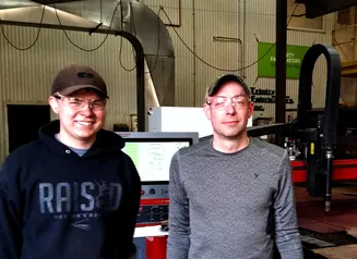 Trinity Fabricators' Intern Ethan Rasque and General Manager Tyler Verdon