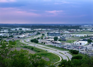Drone shot of Sioux City, Iowa