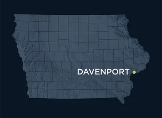Location map for Davenport, Iowa