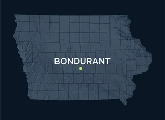 Map showing the location of Bondurant, Iowa