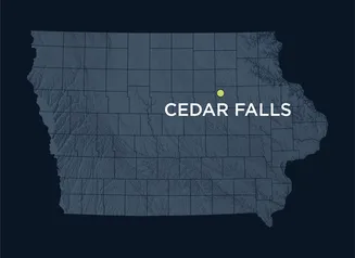 Map showing the location of Cedar Falls, Iowa