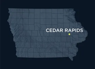 Map showing the location of Cedar Rapids