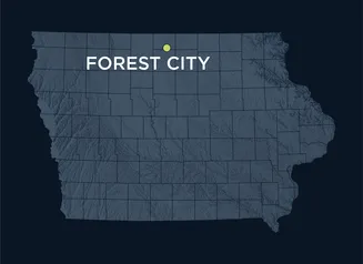 Map showing the location of Forest City