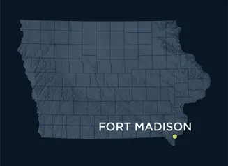 Map showing the location of Fort Madison