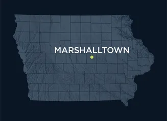 Map showing the location of Marshalltown, Iowa