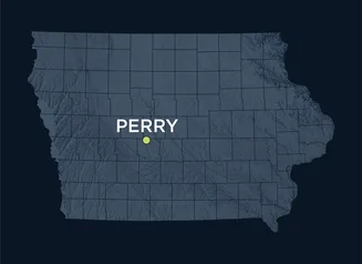 Map showing the location of Perry, Iowa